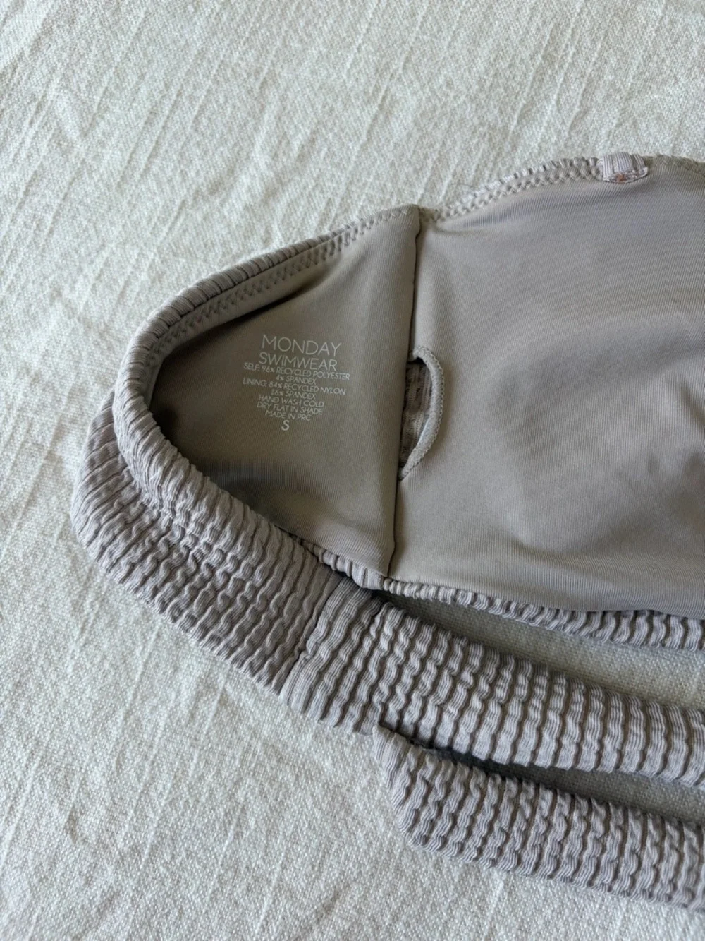Monday Swimwear | Taupe Bandeau Bikini Set with Ring Detail